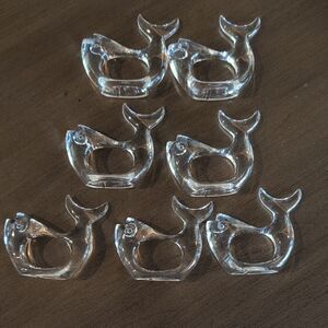 Vintage MCM Bijan Lucite Whale Napkin Rings Set of 7
